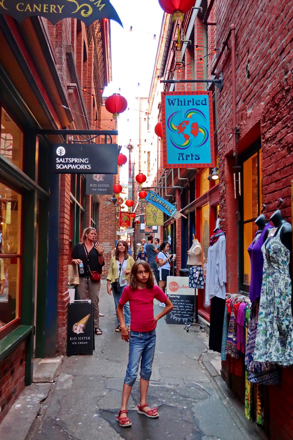 Rosemarie in the Fan-Tan Alley in Victoria's Chinatown